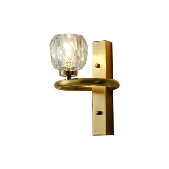 Modern Gold Sphere Crystal Wall Lamp - Elegant Bedchamber Sconce Lighting