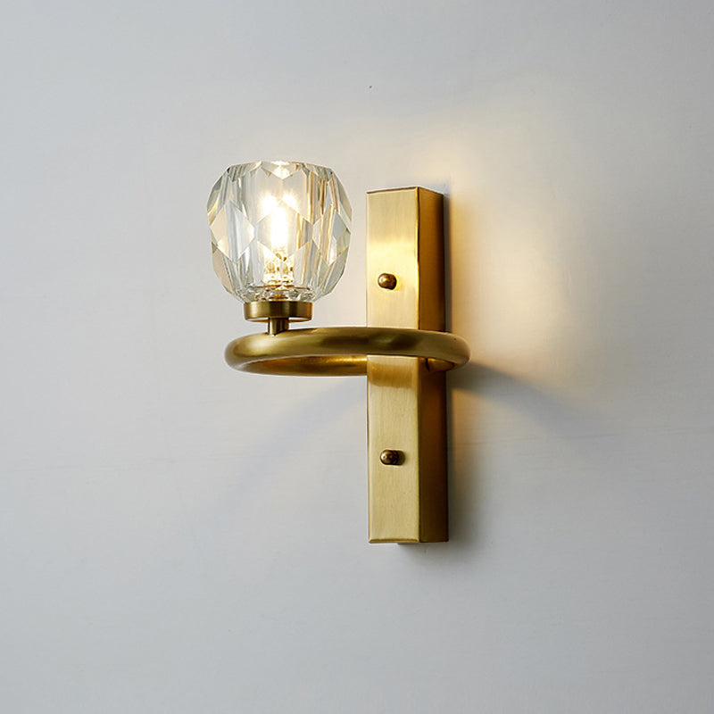 Modern Gold Sphere Crystal Wall Lamp - Elegant Bedchamber Sconce Lighting