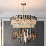 Modernist Tiered Round Ceiling Chandelier - 11 Bulbs Clear Crystal Lighting Fixture