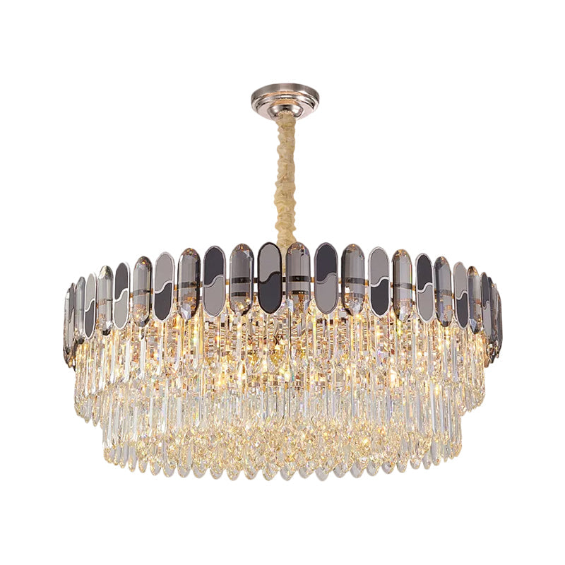 Modernist Clear Crystal Chandelier Ceiling Lamp With 11 Tiered Round Bulbs