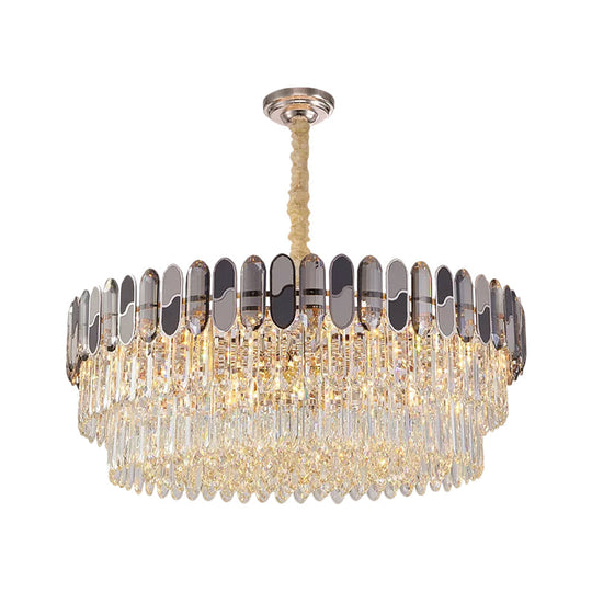 Modernist Clear Crystal Chandelier Ceiling Lamp With 11 Tiered Round Bulbs