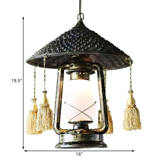 Coastal Lantern Pendant Lamp - Bronze Metal Pendulum Style