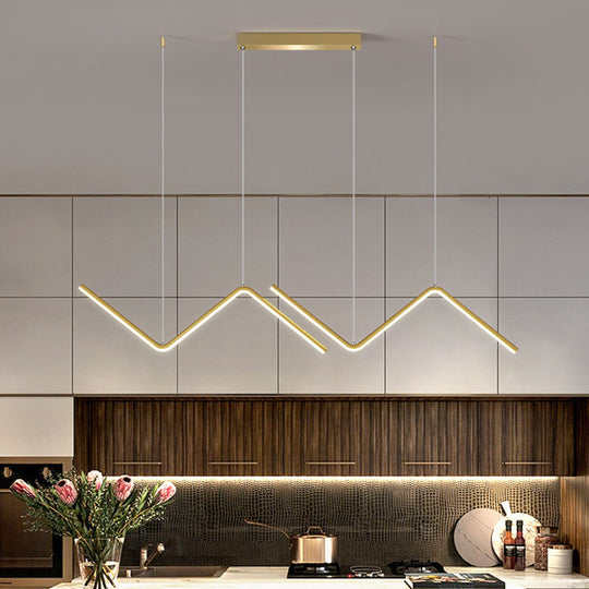 Modern Black/Gold Led Multi-Light Ceiling Fixture With Thin Metal Suspension And Warm/White Glow
