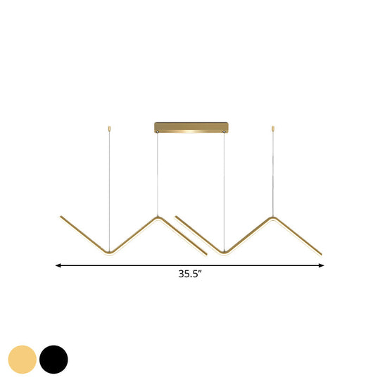 Modern Black/Gold Led Multi-Light Ceiling Fixture With Thin Metal Suspension And Warm/White Glow