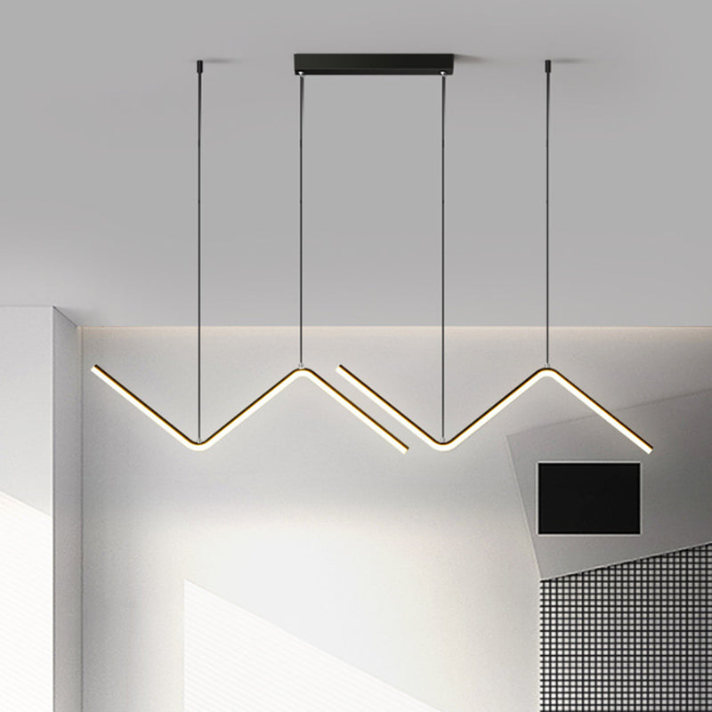 Modern Black/Gold Led Multi-Light Ceiling Fixture With Thin Metal Suspension And Warm/White Glow