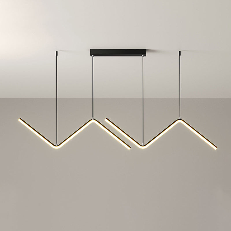 Modern Black/Gold Led Multi-Light Ceiling Fixture With Thin Metal Suspension And Warm/White Glow