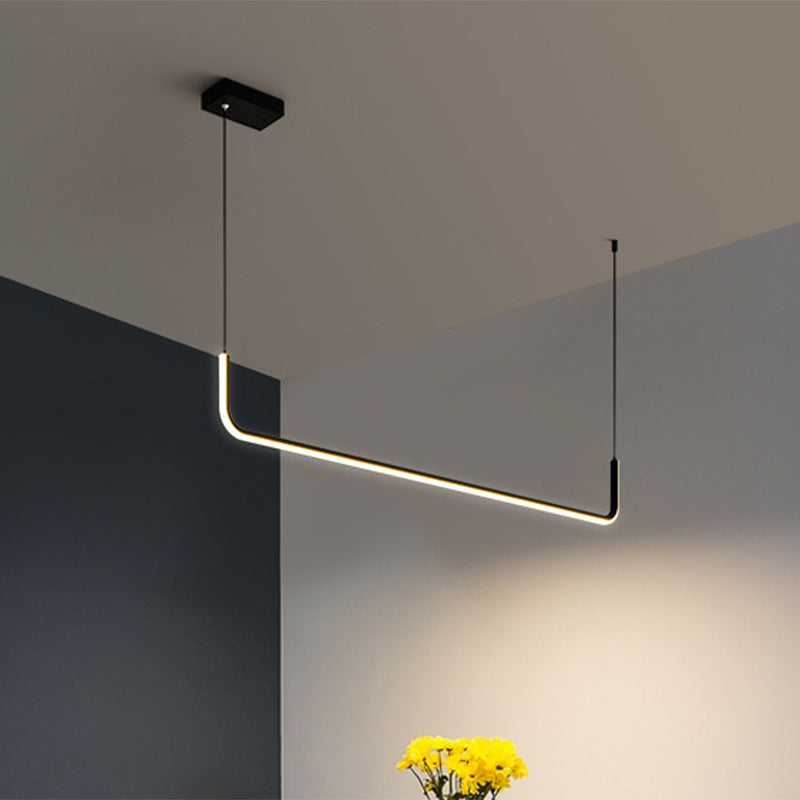 Simple Led Multi Ceiling Light With Metal Shade Black/Gold Linear Pendant In Warm/White