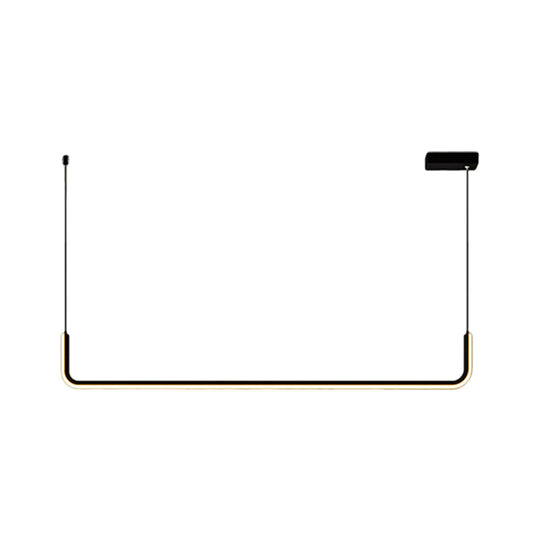 Simple Led Multi Ceiling Light With Metal Shade Black/Gold Linear Pendant In Warm/White