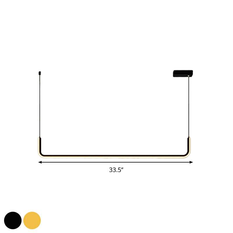 Simple Led Multi Ceiling Light With Metal Shade Black/Gold Linear Pendant In Warm/White