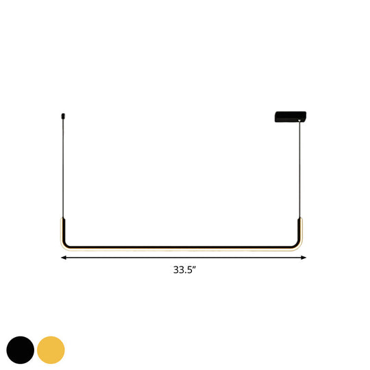 Simple Led Multi Ceiling Light With Metal Shade Black/Gold Linear Pendant In Warm/White