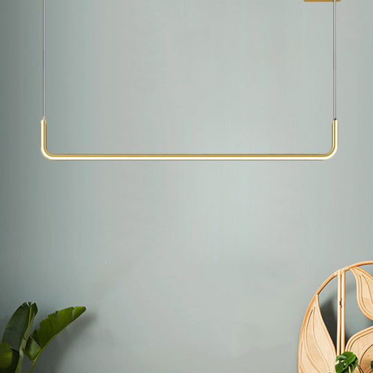 Simple Led Multi Ceiling Light With Metal Shade Black/Gold Linear Pendant In Warm/White