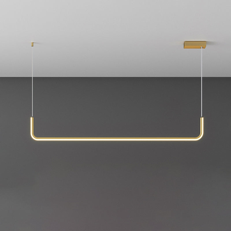 Simple Led Multi Ceiling Light With Metal Shade Black/Gold Linear Pendant In Warm/White