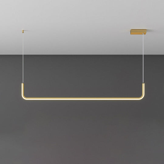 Simple Led Multi Ceiling Light With Metal Shade Black/Gold Linear Pendant In Warm/White