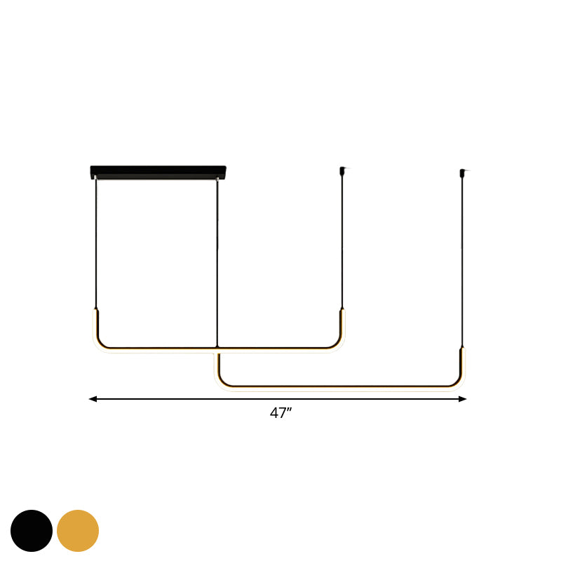 Simple Led Multi Ceiling Light With Metal Shade Black/Gold Linear Pendant In Warm/White