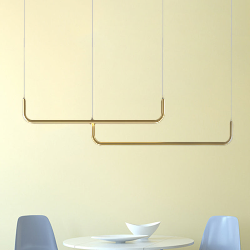 Simple Led Multi Ceiling Light With Metal Shade Black/Gold Linear Pendant In Warm/White