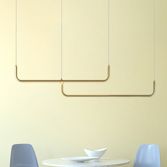 Simple Led Multi Ceiling Light With Metal Shade Black/Gold Linear Pendant In Warm/White