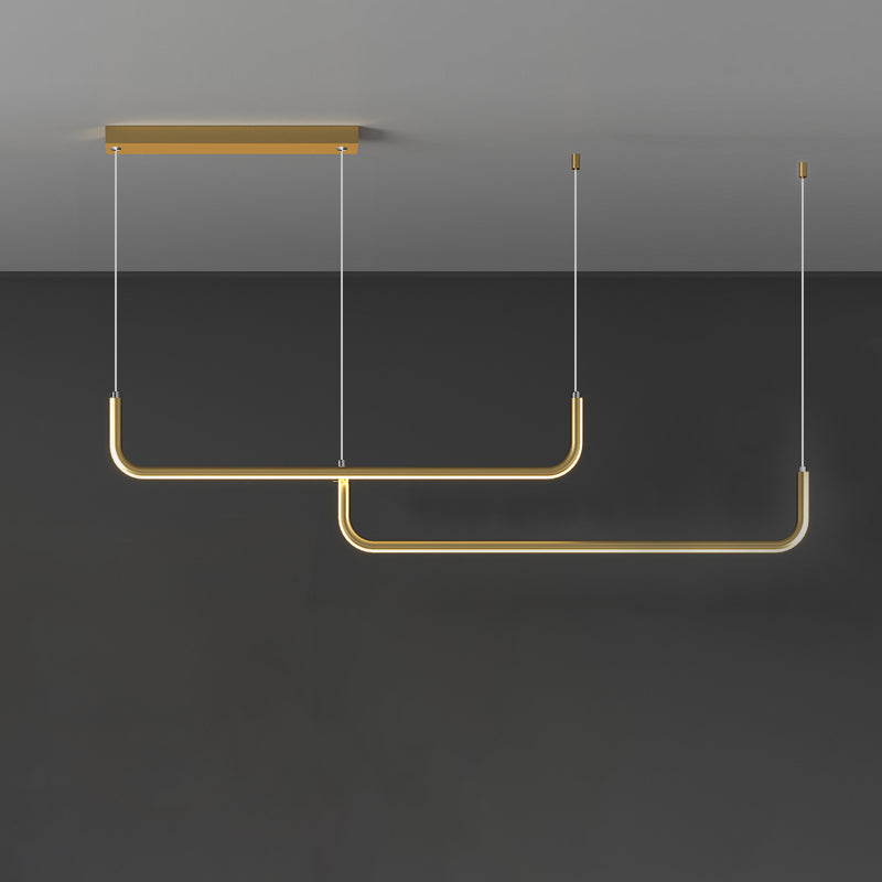 Simple Led Multi Ceiling Light With Metal Shade Black/Gold Linear Pendant In Warm/White