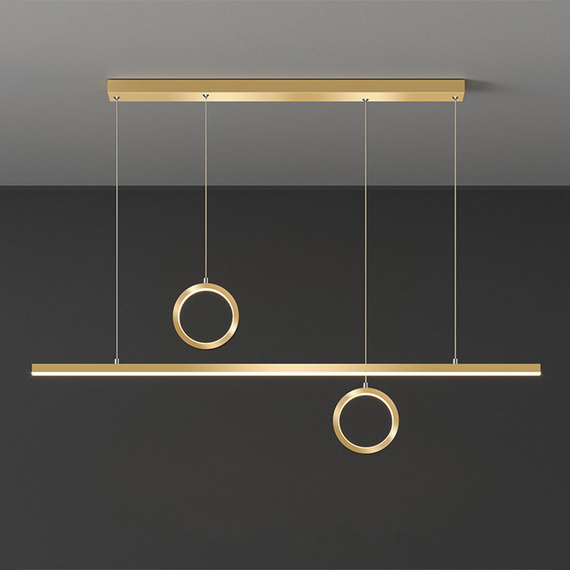 Black/Gold Metal Linear Led Chandelier Lamp - Multiple Hanging Lights Warm/White Glow