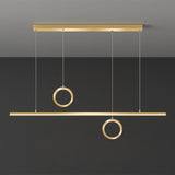 Black/Gold Metal Linear Led Chandelier Lamp - Multiple Hanging Lights Warm/White Glow