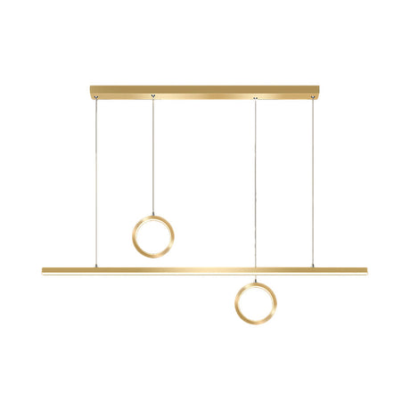 Black/Gold Metal Linear Led Chandelier Lamp - Multiple Hanging Lights Warm/White Glow