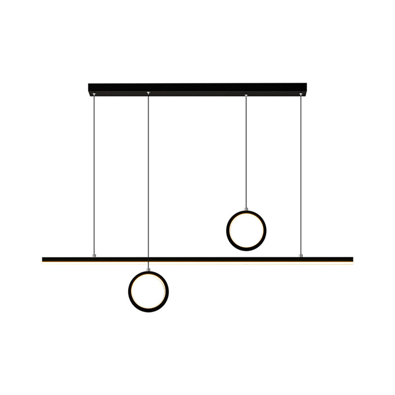 Black/Gold Metal Linear Led Chandelier Lamp - Multiple Hanging Lights Warm/White Glow