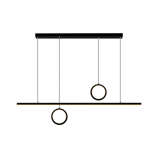 Black/Gold Metal Linear Led Chandelier Lamp - Multiple Hanging Lights Warm/White Glow