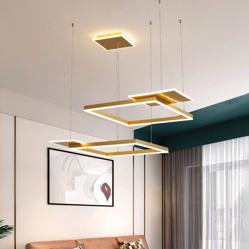 Modern Led Suspension Chandelier In Gold/Coffee With Warm/White Light