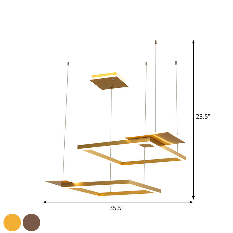 Modern Led Suspension Chandelier In Gold/Coffee With Warm/White Light