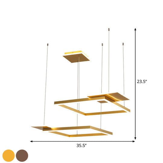 Modern Led Suspension Chandelier In Gold/Coffee With Warm/White Light
