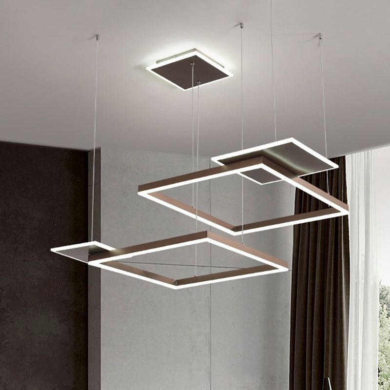 Modern Led Suspension Chandelier In Gold/Coffee With Warm/White Light