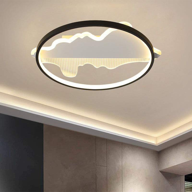 Modern Metal Flush Mount Led Ceiling Light In Black/White - Warm/White 16.5’/20.5’ Diameter