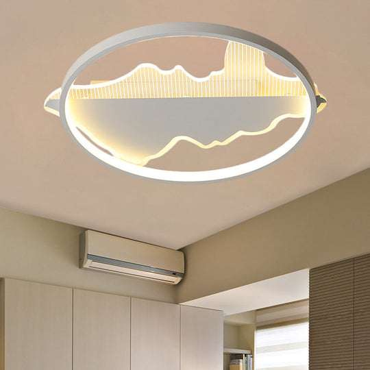 Modern Metal Flush Mount Led Ceiling Light In Black/White - Warm/White 16.5’/20.5’ Diameter