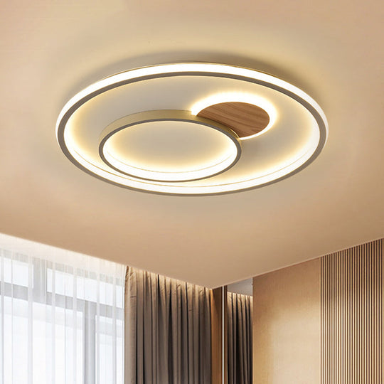 Modern Led Metallic Hoop Flush Light In Brown - Close To Ceiling Mount Warm/White 16.5/20.5 Dia