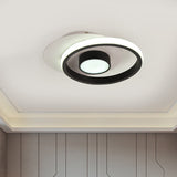 Modern Metal Circle Flush Lamp With Led For Porch - White/Black Or Gold/Black Warm/White Light