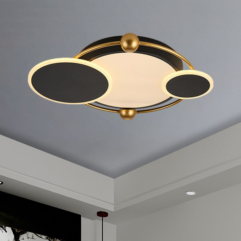 Modernist Black And Gold Led Flush Mount Ceiling Light In Warm/White 19.5’/23.5’ Diameter Black