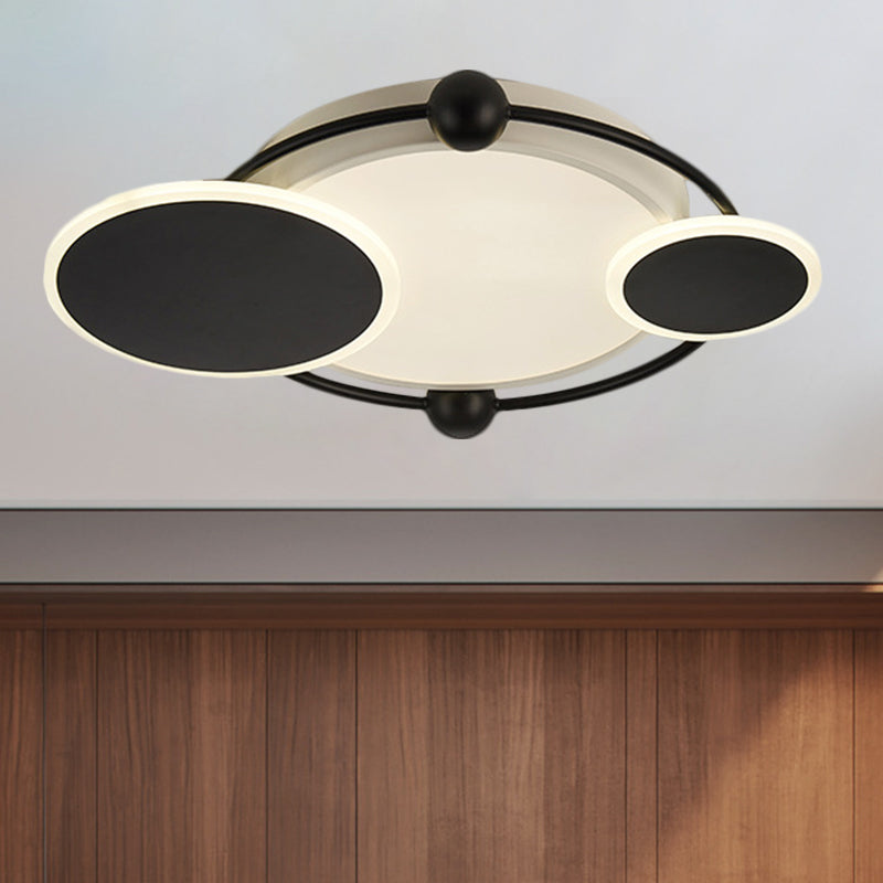 Modernist Black And Gold Led Flush Mount Ceiling Light In Warm/White 19.5’/23.5’ Diameter /