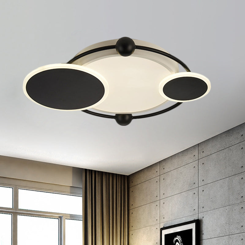 Modernist Black And Gold Led Flush Mount Ceiling Light In Warm/White 19.5/23.5 Diameter