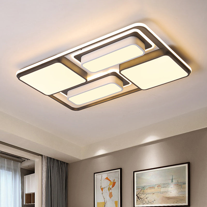 Modern Flush Mount Led Ceiling Lamp Metallic Black & White 16.5’/20.5’/35.5’ Length Black -