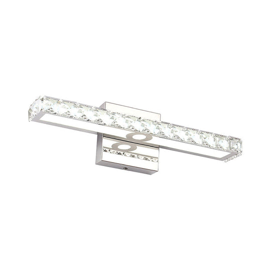 Modern Crystal Vanity Light: Silver/Champagne Linear Wall Sconce With 1 Light In Warm/White For