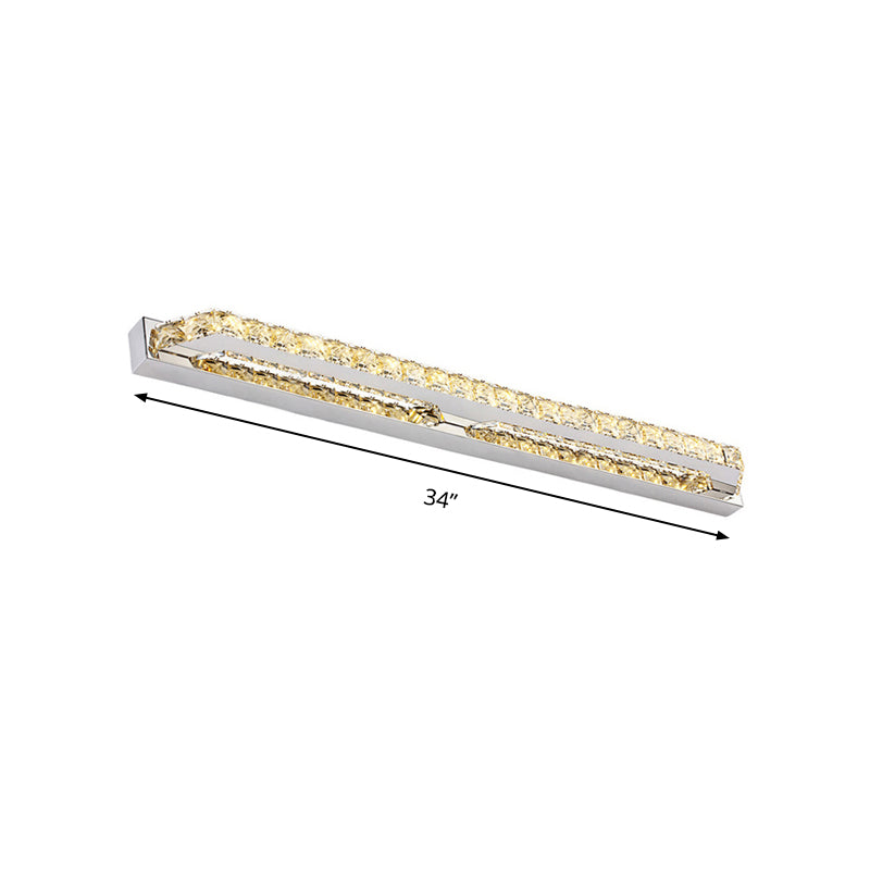 Modern Linear Wall Mounted Vanity Sconce For Bathroom - Clear/Amber Crystal Warm/White Light