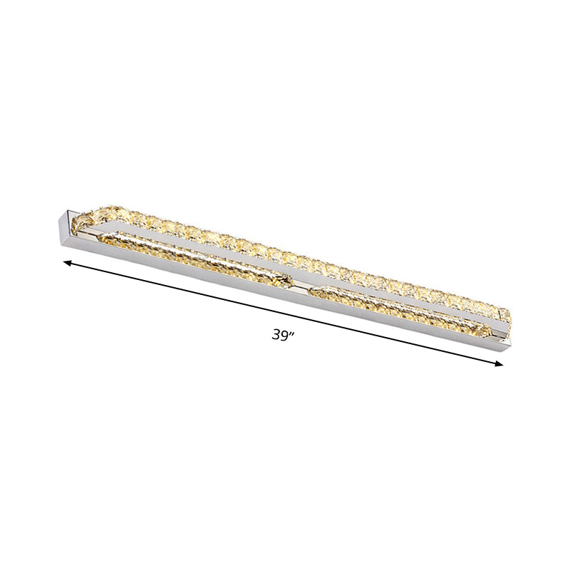 Modern Linear Wall Mounted Vanity Sconce For Bathroom - Clear/Amber Crystal Warm/White Light