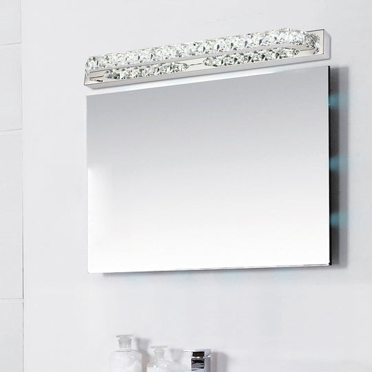 Modern Linear Wall Mounted Vanity Sconce For Bathroom - Clear/Amber Crystal Warm/White Light