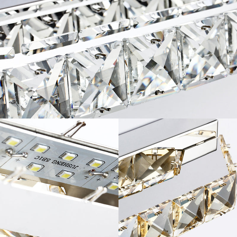 Modern Linear Wall Mounted Vanity Sconce For Bathroom - Clear/Amber Crystal Warm/White Light