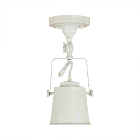 Antique Metal Bucket Shade Ceiling Lamp - Rotatable Semi Flush Pendant Light For Living Rooms 1 Bulb