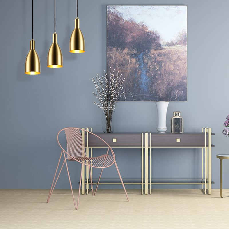 Retro Stylish Metallic Pendant Lighting - Brass Finish Bottle Design 1 Light Living Room Hanging