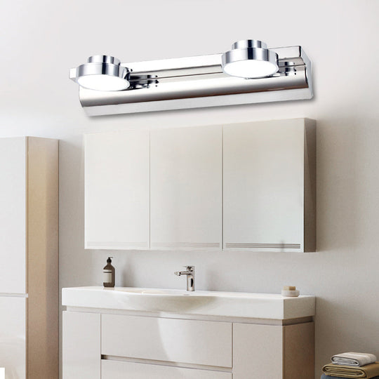 Contemporary Round Wall Lamp - Stainless Steel With 2/3 Lights And Warm/White Light Silver Finish