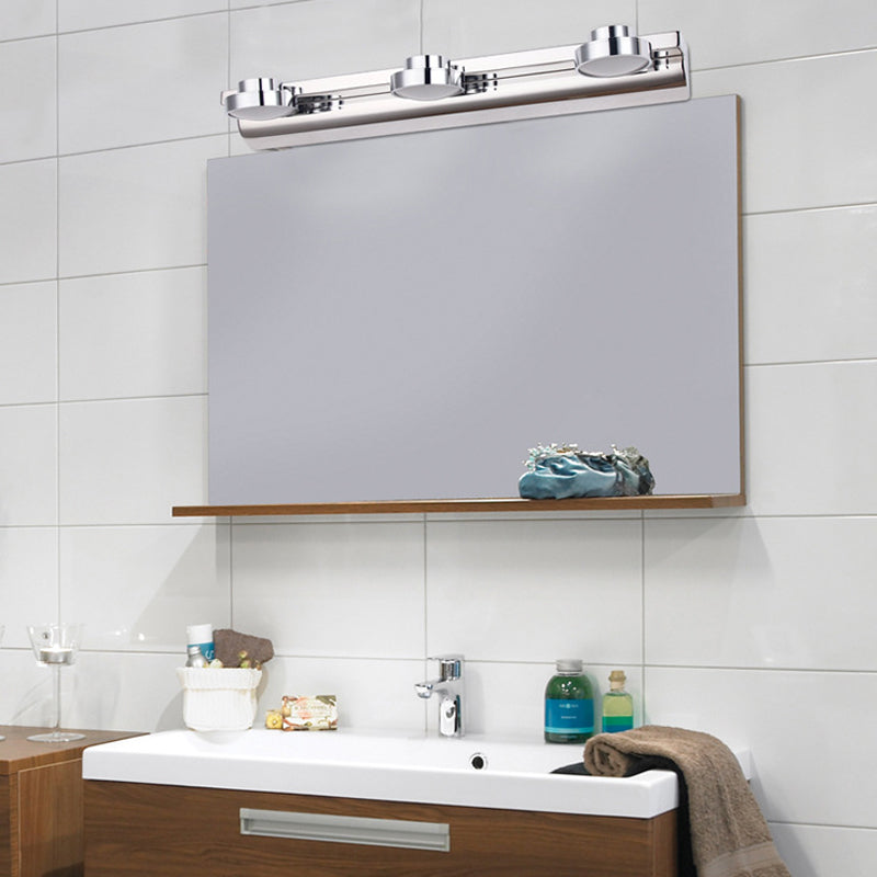 Contemporary Round Wall Lamp - Stainless Steel With 2/3 Lights And Warm/White Light Silver Finish