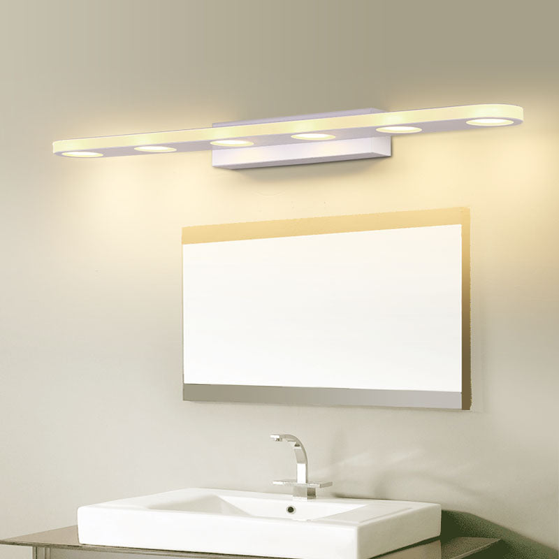Oblong Bathroom Led Vanity Light Acrylic 4/6 Lights Simplicity Wall Mounted Mirror Lighting In