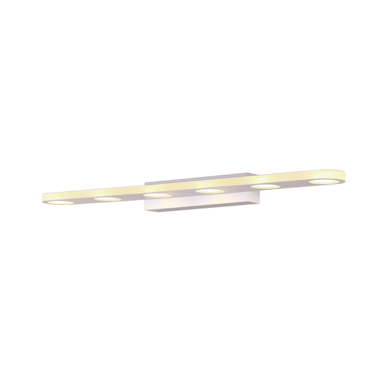 Oblong Bathroom Led Vanity Light Acrylic 4/6 Lights Simplicity Wall Mounted Mirror Lighting In