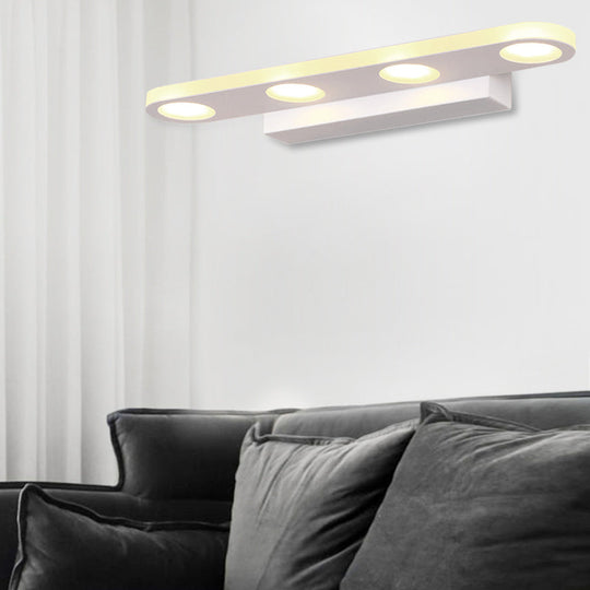 Oblong Bathroom Led Vanity Light Acrylic 4/6 Lights Simplicity Wall Mounted Mirror Lighting In
